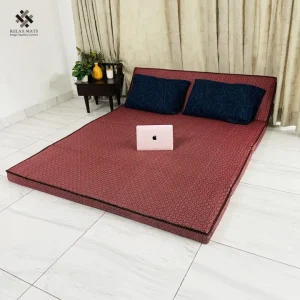 Relax Floor Mattress - Ruby Red Block Pattern Double Sleeping Mattress